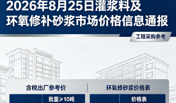 陆丰2026年8月25日灌浆料及环氧修补砂浆市场价格信息通报